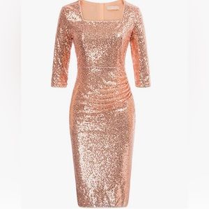 Belle Poque Rose Gold Sequin Cocktail Dress